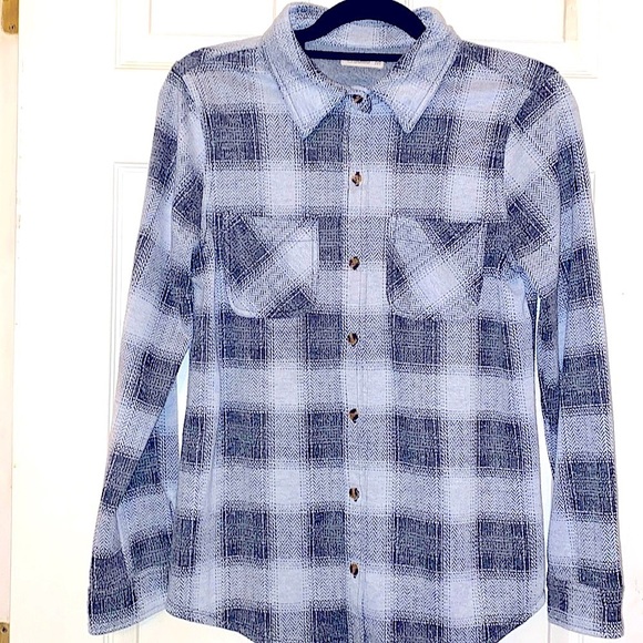CI SONO Women’s Button Up Gray and Black Plaid Flannel Cotton Shirt Size M - Picture 1 of 6